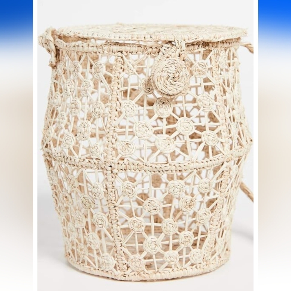 Kaanas by Anthropologie Cream Accent Basket with Intricate Design